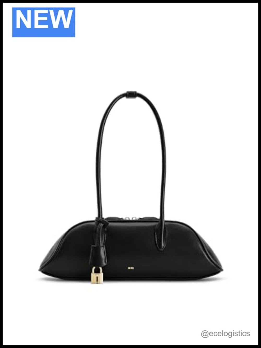 Vegan Leather Bucket Shoulder Bag Zipper Gold Hardware Womens Purse